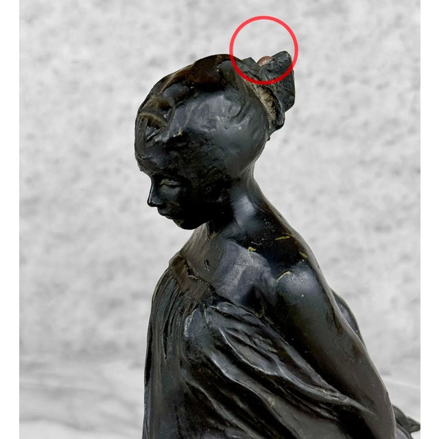 Sculpture Materials Vintage Art Nouveau Figural Women Verdigris Sculpture - 13" For Sale - Image 7 of 10