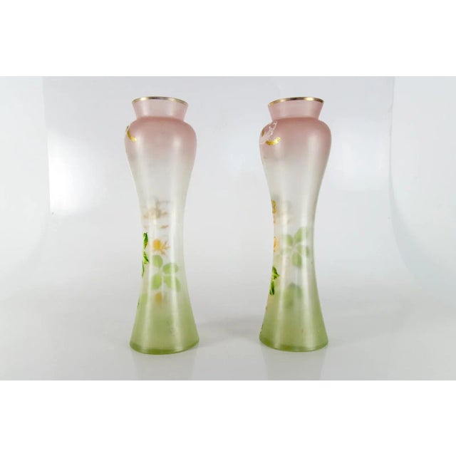 Art Nouveau French Colored Glass Vases, 1920s, Set of 2 For Sale - Image 14 of 18