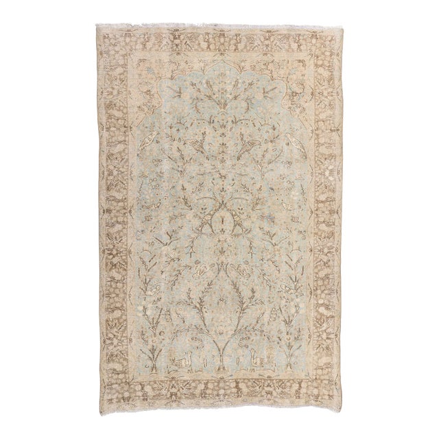 Distressed Antique Persian Tabriz Rug - 06'03 X 09'07 For Sale