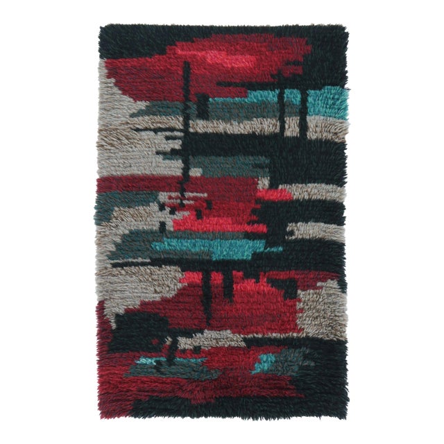 Vintage Swedish Rya Rug With Polychromatic Abstract Pattern - Rug & Kilim For Sale