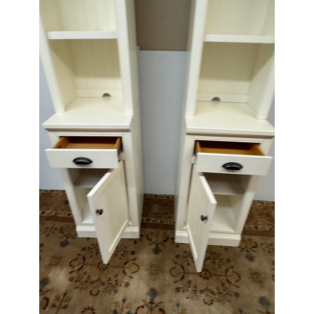 2010s Pottery Barn Aubrey Storage Shelf With Cabinet, Pair For Sale - Image 5 of 12