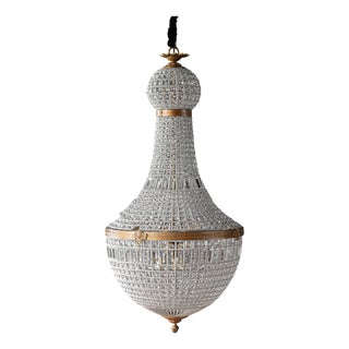 Matthew Izzo Home Bezier Prism Glass Chanderlier With Antique Brass Finish Detail Over Iron - Extra Large For Sale