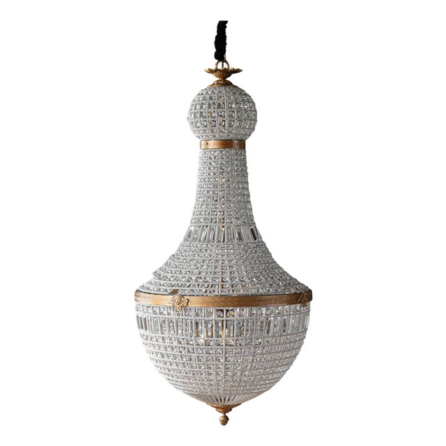 Matthew Izzo Home Bezier Prism Glass Chanderlier With Antique Brass Finish Detail Over Iron - Extra Large For Sale