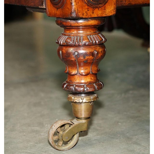 Gold Antique Walnut and Leather Reclining Library Lounge Chair by William Smee, 1850s For Sale - Image 8 of 18