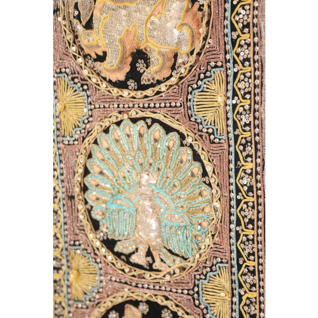 Vintage Burmese Kalaga Tapestry Embroidered Wall Hanging 1960 For Sale - Image 11 of 12