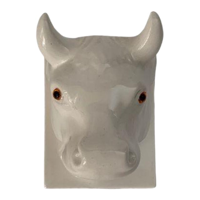 20th Century Country Ceramic Cow Wall Hook For Sale