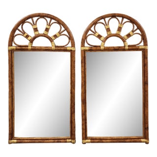 Vintage Bamboo & Rattan Mirrors-a Pair For Sale