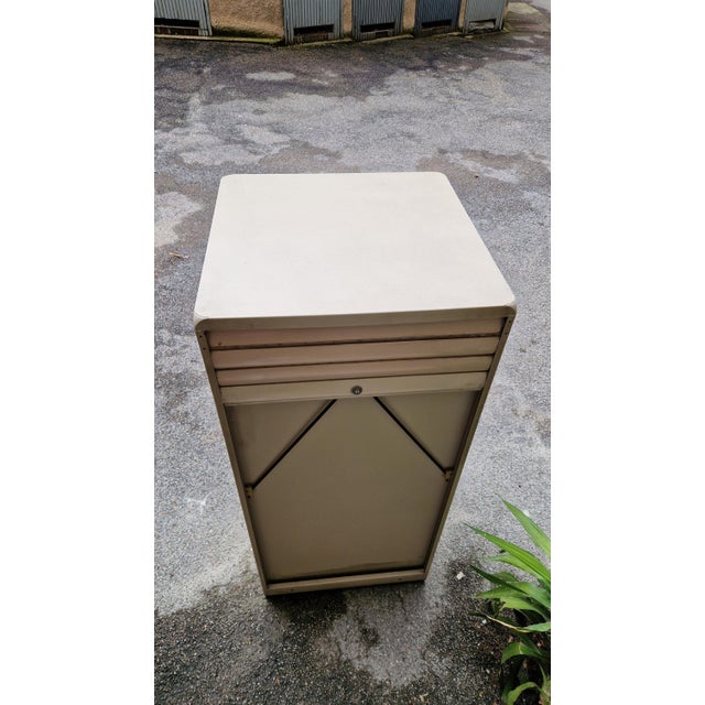 White Iron Storage Cabinet with Shutter, 1950s For Sale - Image 12 of 14