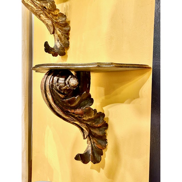 Wood Pair Large Carved Giltwood Brackets For Sale - Image 7 of 10