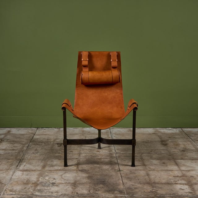 Jean-Paul Rykaert Leather Sling Chair For Sale - Image 4 of 16