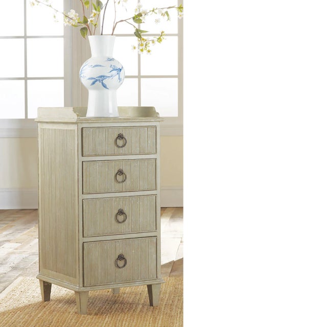 Traditional Modern History Four Drawer Gustavian Bedside Cabinet - Grey For Sale - Image 3 of 3