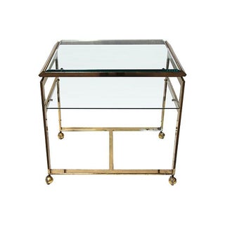 Italian Modernist Brass Plated Bar Cart For Sale