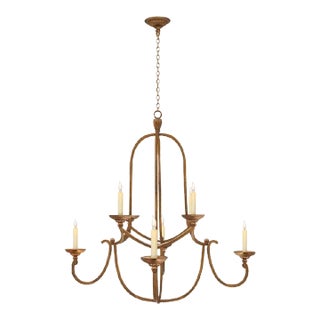 E F Chapman Massive Gold Leaf Gilded Iron 8 Light Pagoda Shaped Chandelier For Sale