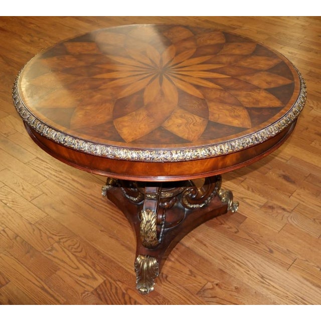 2000 - 2009 Maitland Smith Spiro Mixed Wood and Metal Entry Center Table For Sale - Image 5 of 12