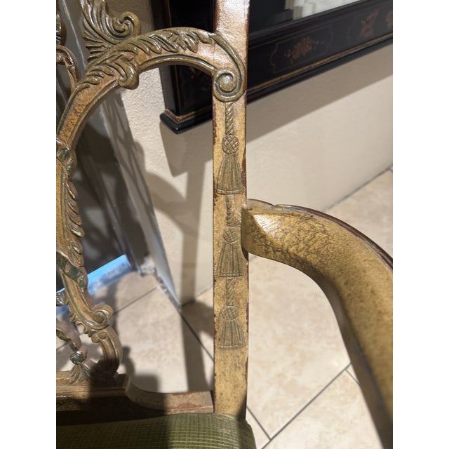 Chinese Chippendale Arm Chair Hand Painted For Sale - Image 10 of 18