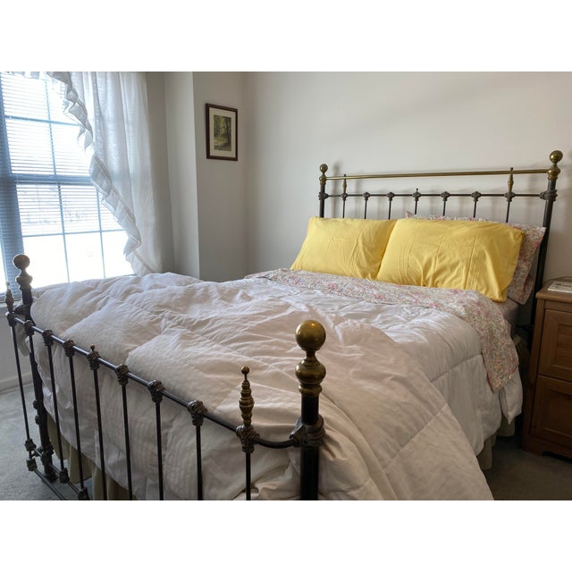 Antique French 1890’s Cast Iron and Brass Full Size Bed Frame For Sale - Image 12 of 14