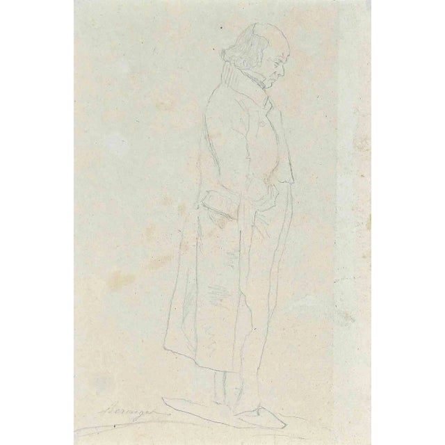Portrait of Pierre-Jean De Béranger, Original Drawing, Early 19th-Century For Sale