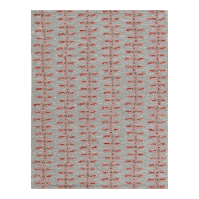Scandinavian Style Kilim Rug in Gray, Red & Pink by Rug & Kilim 9x12 For Sale