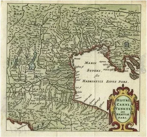 Antique Map of Northern Italy by Cluver, 1685