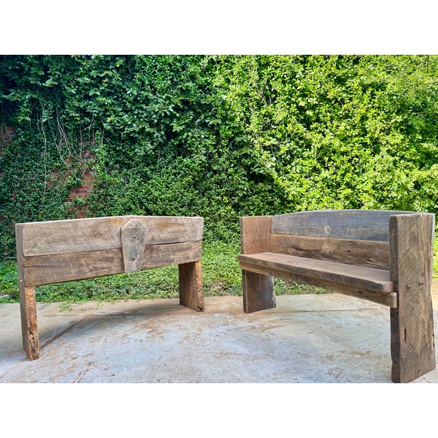 Primitive Rustic Farmhouse Reclaimed Barnwood Pew Bench 48 In. For Sale - Image 14 of 15
