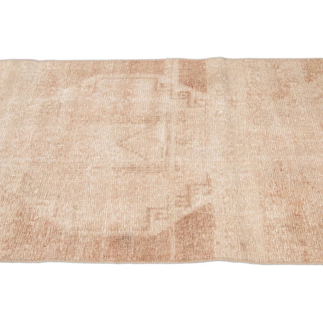 1960s Vintage Turkish Handmade Tan Tribal Wool Runner For Sale In New York - Image 6 of 9