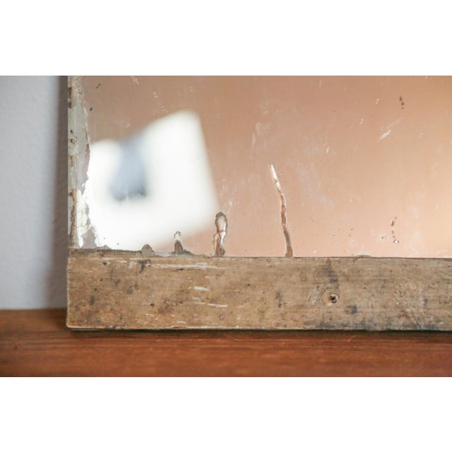Primitive Antique Bathroom Mirror With Beveled Edge and Rich Patina Wood Frame For Sale - Image 17 of 18