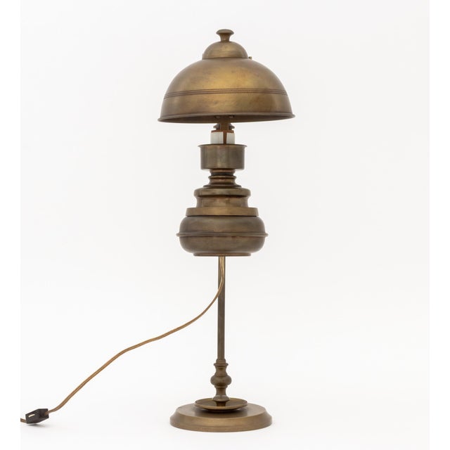 Vintage Brass Adjustable Electrified Oil Lamp For Sale - Image 9 of 9