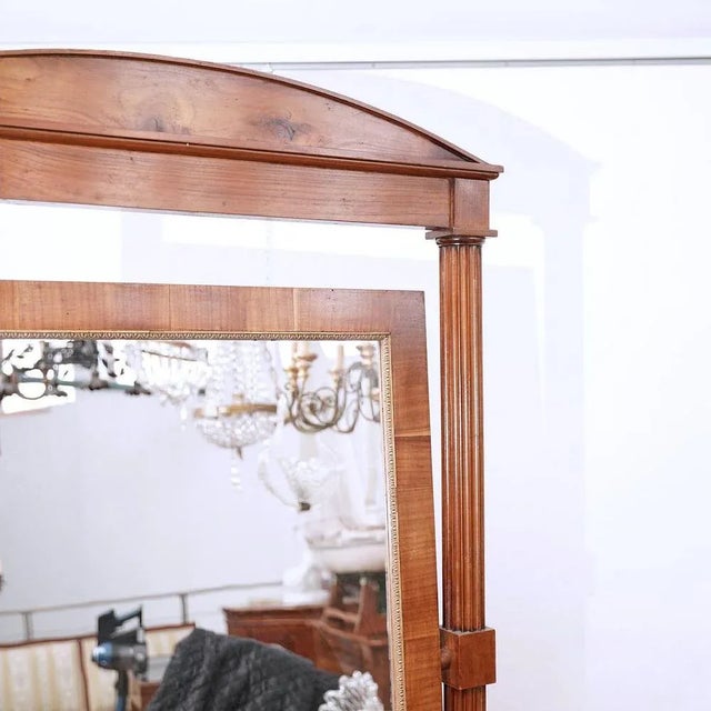 Brown Psyche Mirror in Wood Frame For Sale - Image 8 of 13