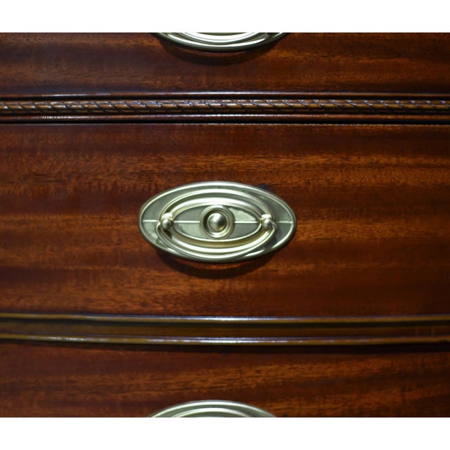 Brown Mid Century Federal Style Mahogany Serpentine Triple Dresser by Dixie For Sale - Image 8 of 12