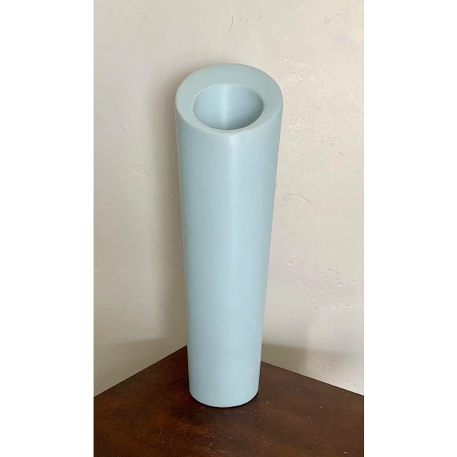 Early 21st Century Modern Minimalist Light Blue Ceramic Vase For Sale - Image 5 of 5