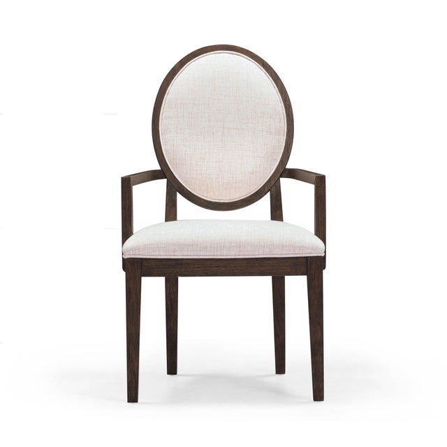 Boho Chic Mila Dark Brown and Beige Performance Fabric Arm Chair For Sale - Image 3 of 9