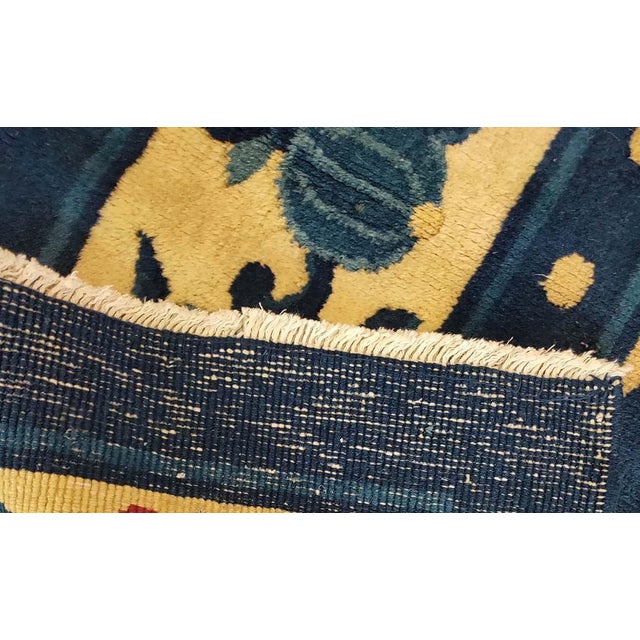 1920s Beige Medallion Antique Chinese Peking Rug 6' X 8'7" Handknotted Wool Carpet For Sale In New York - Image 6 of 6