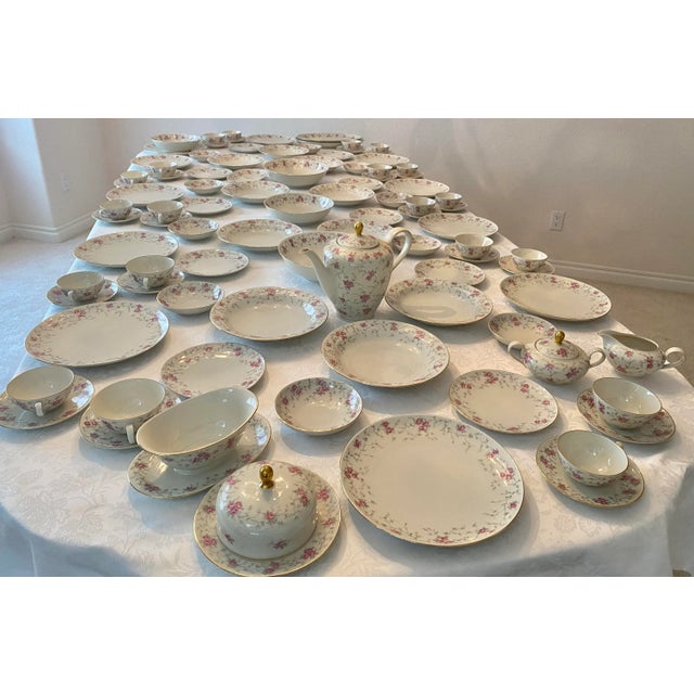 Mid 20th Century Elegantly Beautiful and Rare Vintage Schumann Bavaria Azberg Sch745, Pink Roses, Gray leaves, and Gold...