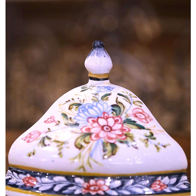 Mid-Century French Hand Painted Corner Desvres Wall Faience Lavabo Fountain For Sale - Image 10 of 16