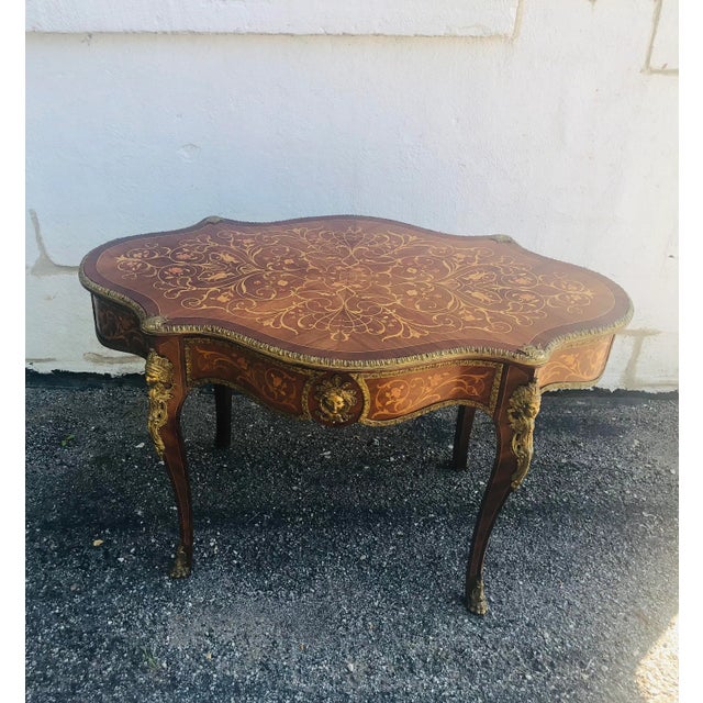 Antique French Boulle Style Marquetry Center Table For Sale - Image 11 of 11