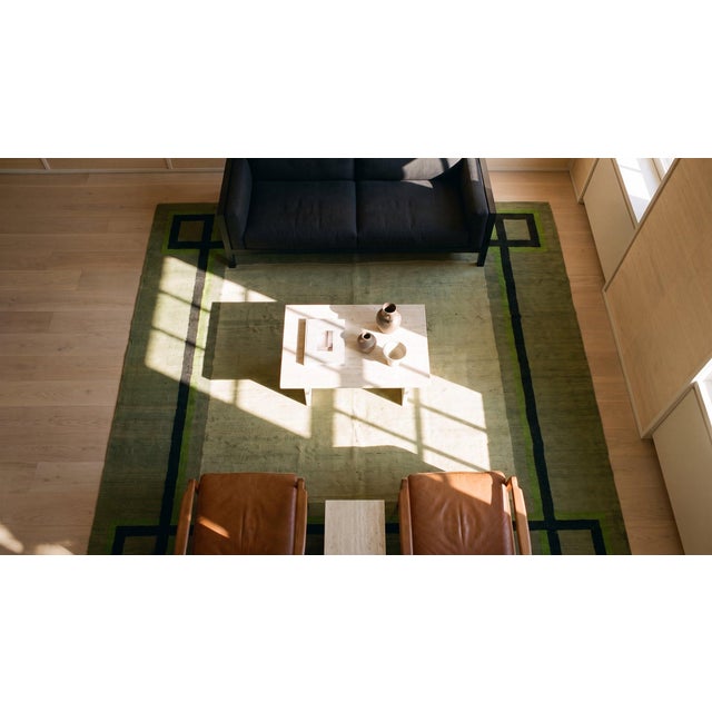 Striking Green Background Color in Style of Andre Arbus Antique French Art Deco Rug For Sale - Image 11 of 11