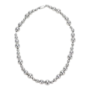 Vintage 22-Inch Mexican Sterling Silver Graduated Bead Necklace