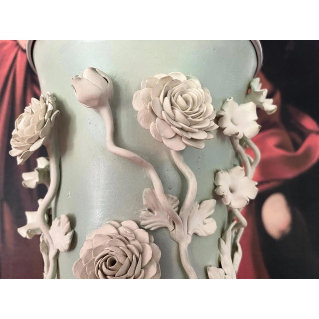 Italian Applied Floral Lamp & Shade, 1960s For Sale - Image 12 of 17