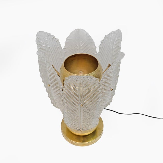 1970s Mid-Century Modern Brass and Murano Glass Big Table Lamp attributed to Mazzega, 1970 For Sale - Image 5 of 9