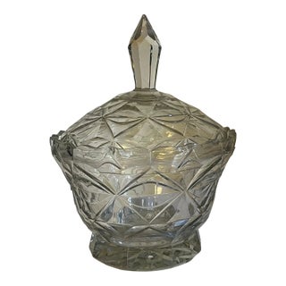 Antique 19th Century Anglo Irish Cut Glass George III Crystal Jam Jar or Bowl & Cover 1800 For Sale