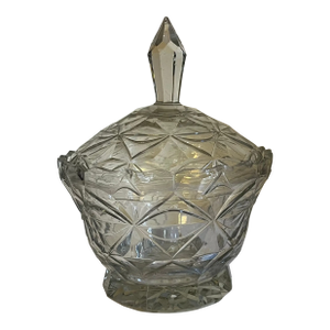 Antique 19th Century Anglo Irish Cut Glass George III Crystal Jam Jar or Bowl & Cover 1800