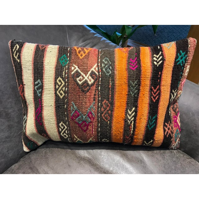 Vintage Turkish Kilim Lumbar Pilow Cover For Sale - Image 12 of 12