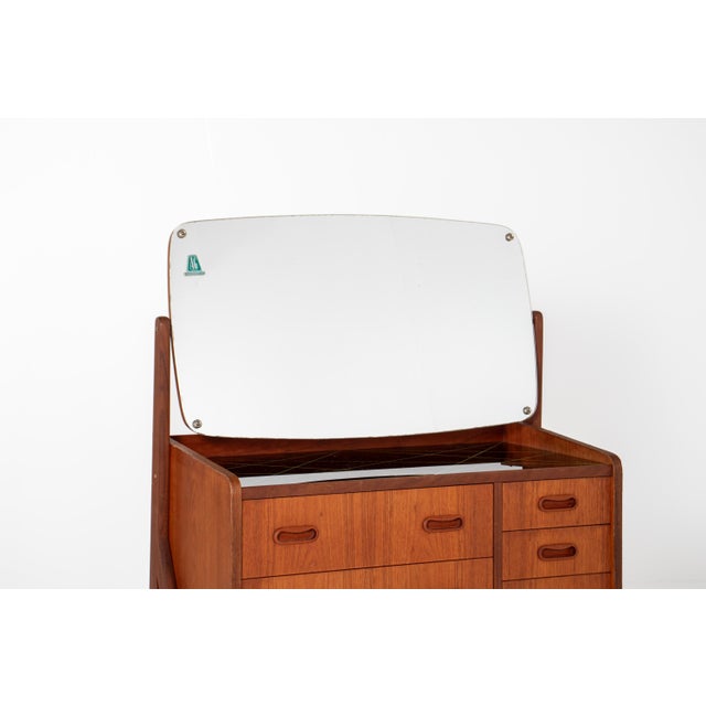 Mid-Century Modern Danish Teak Vanity Table with Black Glass Top, 1960s For Sale - Image 9 of 10