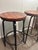 Handcrafted Cherry Wood Bar Stools Barstools Chairs With Hammered Bronze Finish — A Pair For Sale - Image 4 of 7