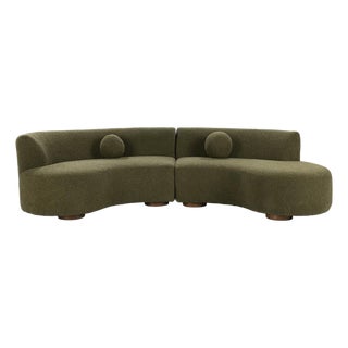 Olive Mod Crescent Sectional For Sale