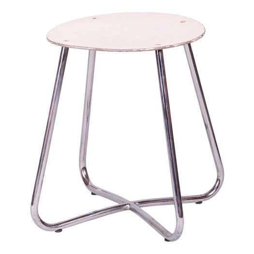 Czech Bauhaus Stool in Chrome-Plated Steel from Vichr a Spol, 1930s For Sale