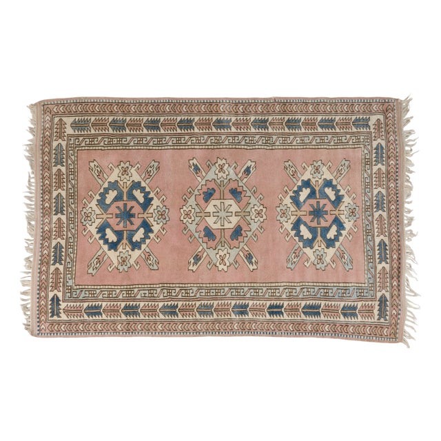 Faded Pink Hand Woven Faded Area Rug For Sale