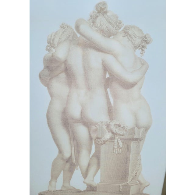 1990s Monumental Sized Distressed Silver Framed Pale Graphic Greek Goddesses Wall Art Reproduction Prints - A Pair For Sale - Image 13 of 16