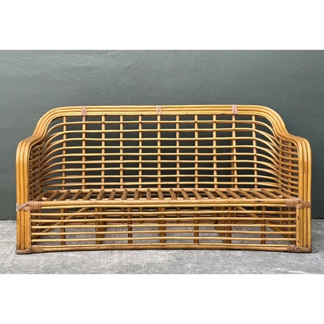 Vintage Stacked Rattan Sofa For Sale - Image 4 of 12