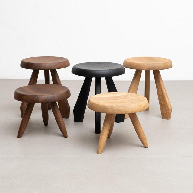 Charlotte Perriand Wood Meribel Stools by Charlotte Perriand for Cassina, Set of 5 For Sale - Image 4 of 18
